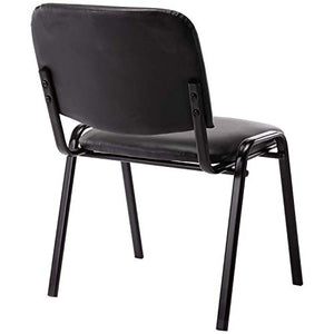 Wahson Stackable Guest Chairs Set of 5, Vinyl Leather, Metal Frames - Black