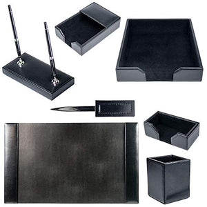 Dacasso Black Bonded Leather 7-Piece Desk Set (D1408)