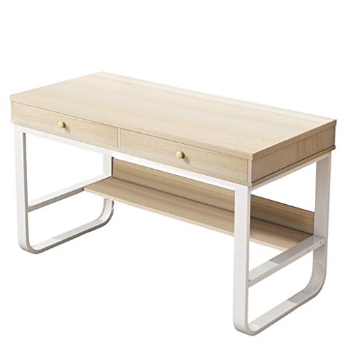 Computer Desk with 2 Drawers & Multi-Layer Storage Frame | Modern Home Office Desk for Kids, Student, Teenager, Youth | Simple Laptop Writing Table Workstation 47 Inch Waterproof(White)