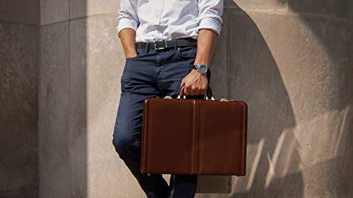 McKlein, V Series, Reagan, Top Grain Cowhide Leather, Leather 3.5" Attaché Briefcase, Brown (80444)