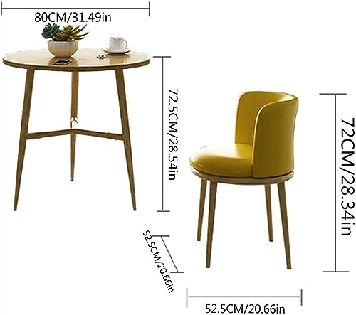 WEBERT Club Table and Chair Set - Nordic Modern Solid Wood Round Table - Light Grey