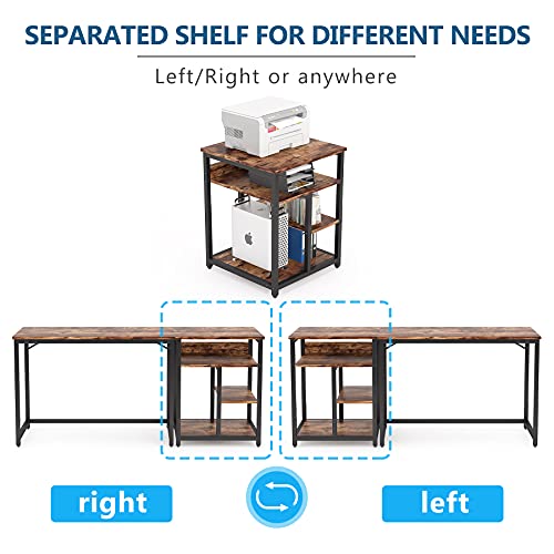 Tribesigns Computer Desk with Printer Stand, Home Office Desk with Storage Shelf-Left or Right Set Up, 59 inch Study Writing Table Workstation Rustic Brown