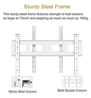 Generic Universal TV Stand for 32-70 Inch TVs - White, Adjustable Height, Rolling Floor Trolley Cart with AV Camera Shelf - 100kg Capacity