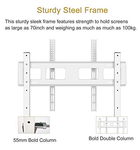 SSZY White Universal TV Stand for 32-70 inch TVs, Adjustable Height Rolling Cart with AV Camera Shelf - Supports 100kg