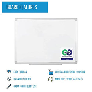 MasterVision Whiteboard Magnetic Earth Dry Erase Board, 48" x 96" with Aluminum Frame