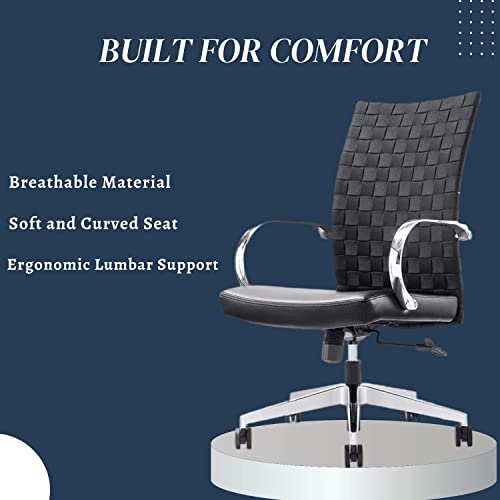 GM Seating Weeve Conference Room Chairs Set of 8 - High Back Leather Executive Office Chair