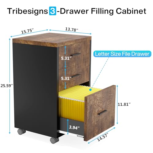 Tribesigns 83" L-Shaped Executive Desk with 3-Drawer Cabinet