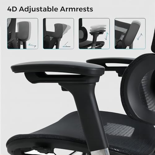 Loniko 743-Plus Big & Tall Ergonomic Office Chair with Lumbar Support, Headrest, and Footrest