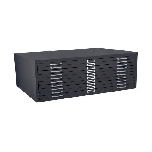 Sandusky 244885BK Heavy Duty Welded Steel 10 Drawer Flat File Storage Cabinet, 46-3/4" Width x 16-1/8" Height x 35-3/8" Depth, Black
