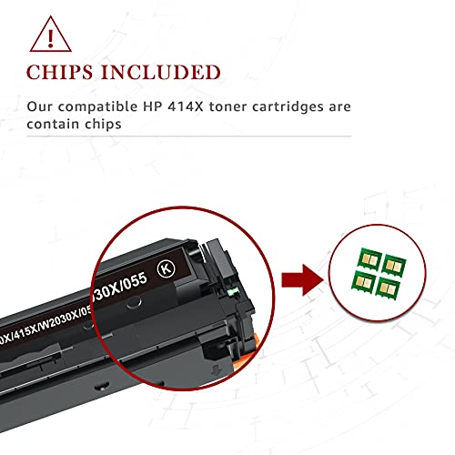 Toner Kingdom Compatible Toner-Cartridge Replacement for HP 414X High Yield W2020X 414A HP Color Pro MFP M479fdw M454dn M479fdn M454dw Toner Printer (with Chips, 4-Pack)