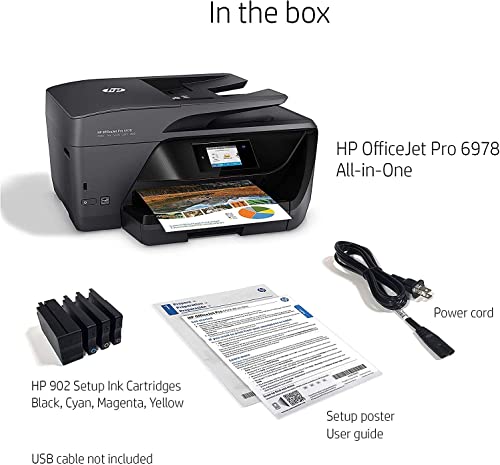 H-P OfficeJet Pro 6978Series Color Inkjet All-in-One Wireless Printer, Scanner, Copier, Fax, Connects with Wi-Fi & USB, with Bools USB Printer Cable