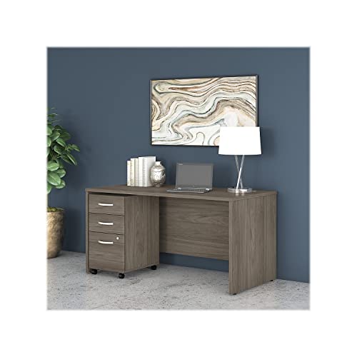 Bush Business Furniture Studio C 60-inch W Computer Desk with Mobile File Cabinet Bundle, Modern Hickory