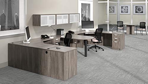 G GOF Double 4 Person Workstation Cubicle (12'D x 12'W) - Desk Only, Artisan Grey