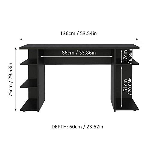 MADESA Computer Gaming Desk, Office Writing Workstation with Large Monitor Stand (Black)