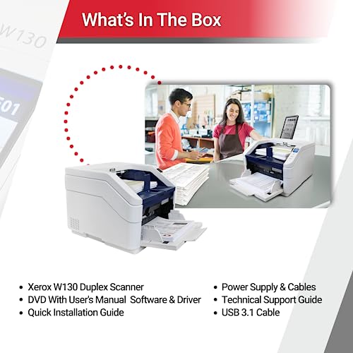 Visioneer Xerox W130 Duplex Document Scanner for PC with 500-Page ADF