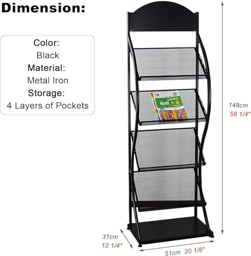 WEBERT Floor-Standing Magazine Rack Metal Brochure Display Stand