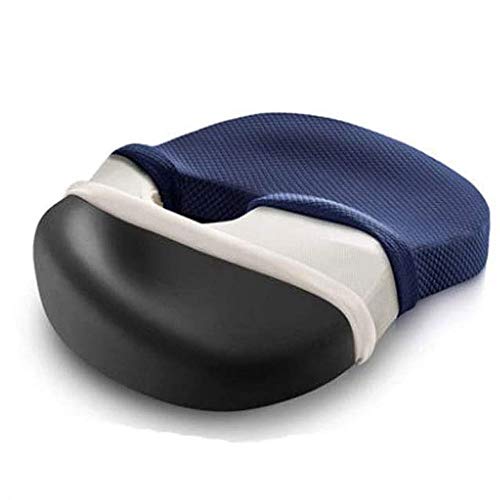 Memory Foam Seat Cushion - Extra-Large, Office Chair & Wheelchair, Washable & Breathable Cover, Back Pain Relief