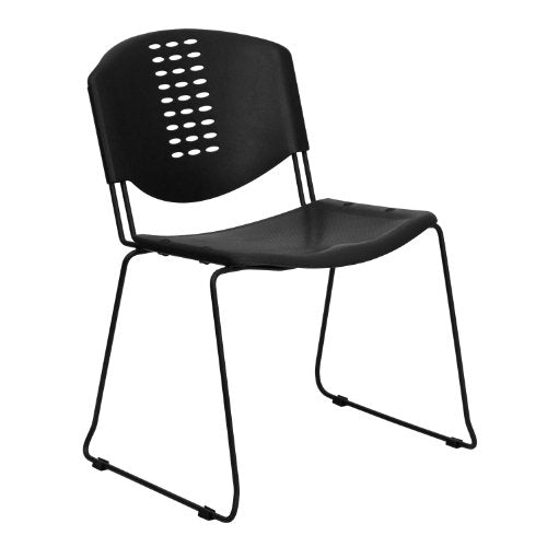 Flash Furniture 5 Pk. HERCULES Series 400 lb. Capacity Black Plastic Stack Chair with Black Frame
