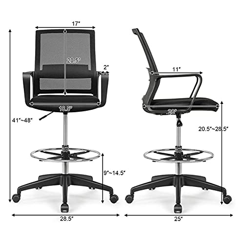 None Office Chair Drafting Chair Tall Adjustable Height/Footrest