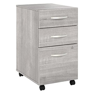 Bush Business Furniture Hybrid 3 Drawer Mobile File Cabinet - Assembled, Platinum Gray