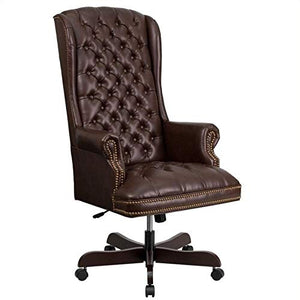 Scranton & Co Traditional Leather Executive Office Chair in Brown