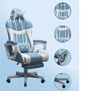 inBEKEA Home Conference Room Computer Gaming Chair with Footrest - Blue, Size: 64 * 64*(119~129) cm