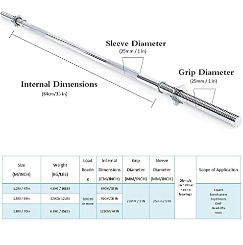 HXFENA Barbell Weight Bar, 47In Straight Weight Lifting Barbell Bar, Home Fitness Strength Training Equipment,120Cm
