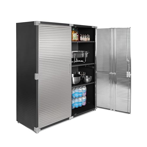 Seville Classics UltraHD Lockable Metal Storage Cabinet Organizer, 60" W x 24" D x 72" H, Graphite