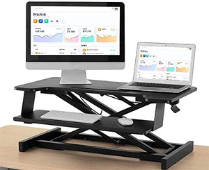 None Ergonomic Standing Desk Converter Stand up Desk Riser Sit Stand Desk Adjustable Height Lift Desks Computer Workstation for Home Office (Black)