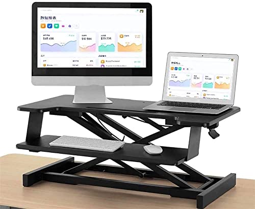 Ergonomic Standing Desk Converter Stand up Desk Riser Sit Stand Desk Adjustable Height Lift Desks Computer Workstation for Home Office (Black)