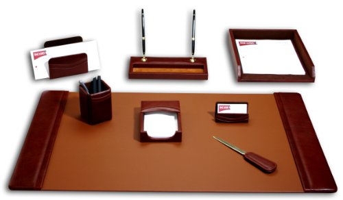 Dacasso Leather Desk Set, 8-Piece, Mocha