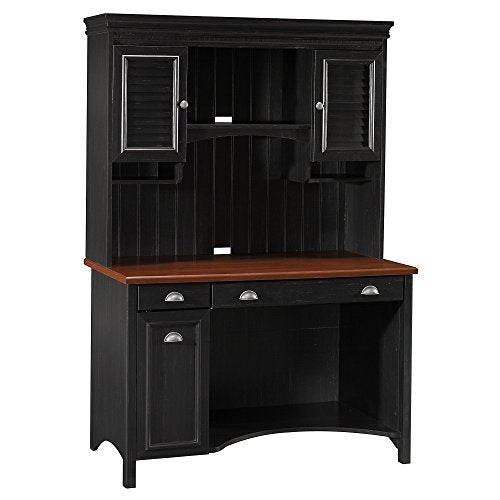 Bush Furniture Stanford Computer Desk with Hutch and Drawers in Antique Black