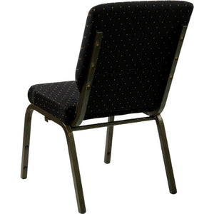 Flash Furniture 4 Pack HERCULES Series Stacking Church Chair - Black Dot Patterned Fabric - Gold Vein Frame