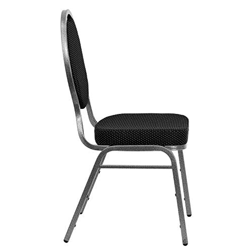 Flash Furniture 4 Pack HERCULES Series Teardrop Back Stacking Banquet Chair - Black Patterned Fabric/Silver Vein Frame