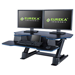 EUREKA ERGONOMIC Height-Adjustable Sit-Stand Desktop and Gaming Workstation, 46-Inch Wide, Fits Height Up To 6 Ft 5 Inches, No Assembly Required, SGS Top Rated, Black