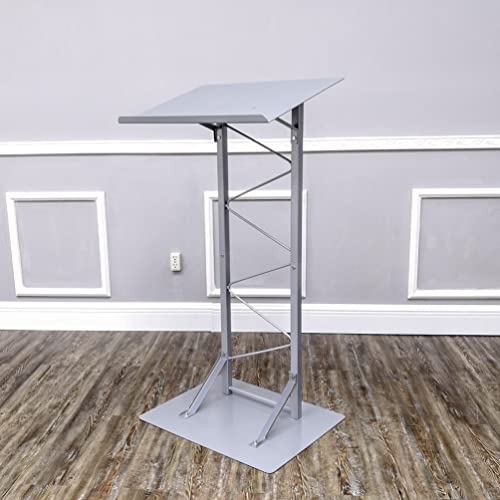 FixtureDisplays 25" Single Truss Podium - Silver Lectern Pulpit