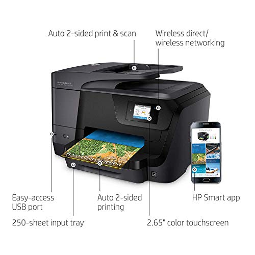 HP OfficeJet Pro 8710 All-in-One Wireless Printer, HP Instant Ink or Amazon Dash replenishment ready (M9L66A)
