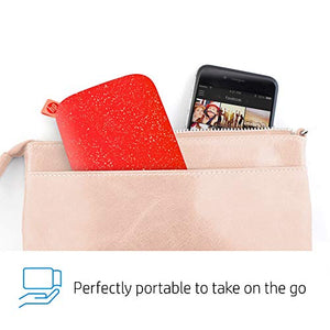 HP Sprocket 200 Portable Photo Printer | Instantly Print 2x3" Sticky-Backed Photos From Your Phone | Cherry Tomato (1AS90A)