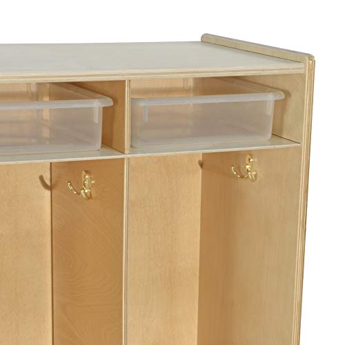 Contender 10 Section Locker With Translucent Trays, Stationary Cabinet Entryway Cubbie Shelf With Hooks Homeschool Organization Lockers For Kids Bedroom In Natural