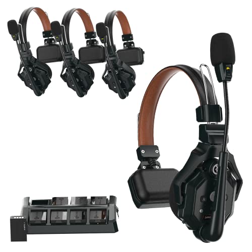 HollyView Wireless Intercom Headset System - Full Duplex ENC, 4-Person Team Communication, Noise Cancellation