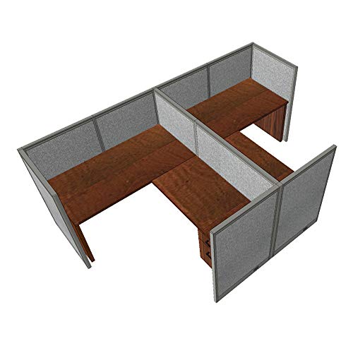 G GOF Double 2 Person Workstation Cubicle / Office Partition, Room Divider - Dark Cherry, 10'D x 6.5'W x 4'H