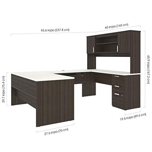 Bestar, Universel Collection, Executive Computer Desk with Pedestal and Hutch