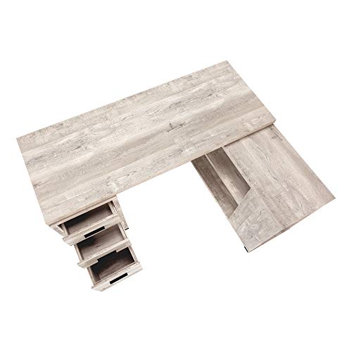 Monarch Specialties L-Shaped Corner Left or Right Facing Home & Office Computer Desk, 60"L, Taupe Reclaimed