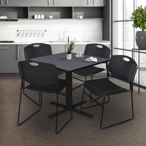 Romig Zeng Padded Stacker Chair, 12 Pack, Black