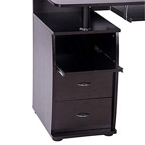 47.2'' Desktop Computer Desk - Home Office Desk Table Study Workstation with Pull-Out Keyboard Tray and Drawers, Espresso