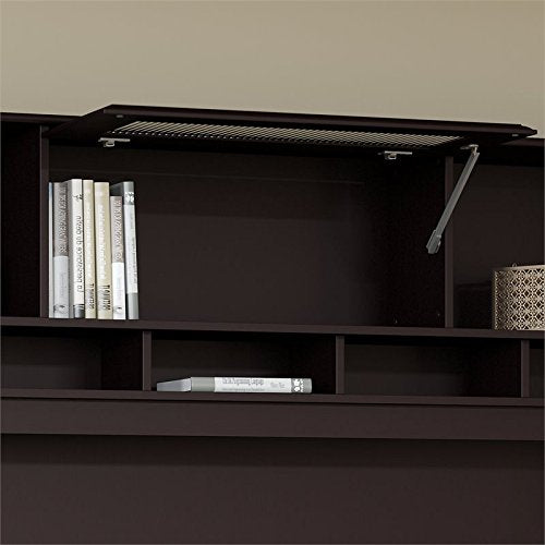 Bush Furniture Cabot 60W L Shaped Computer Desk with Hutch and Drawers in Espresso Oak