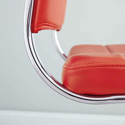 Modway Jive Ribbed High Back Tall Executive Swivel Office Chair With Arms In Red