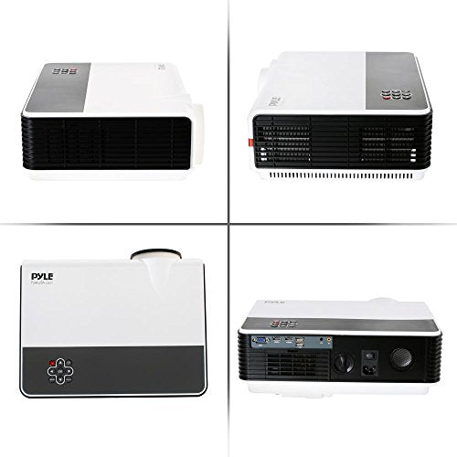 Updated Pyle Video Projector 5.8" LCD Panel LED Lamp Cinema Home Theater with Built-in Stereo Speakers 2 HDMI Ports & Keystone Adjustable Picture Projection for TV PC Computer and Laptop PRJLE83