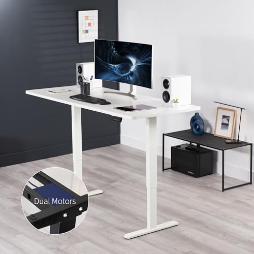 VIVO Electric Height Adjustable Stand Up Desk, White, 71 x 30 inch, Dual Motor Frame, Preset Controller - E2B Series