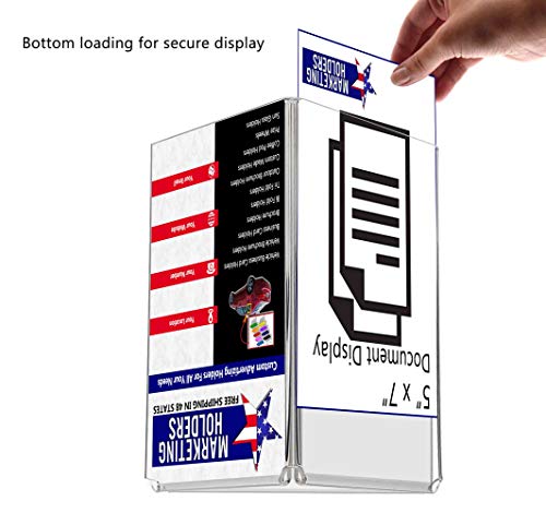Marketing Holders 3 Sided Table Tent Ad Frame Literature Menu Display Stand 5"w x 7"h Pack of 40